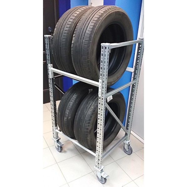 Стеллаж MS Pro 1350/781x606 передвижной для хранения 4 шин